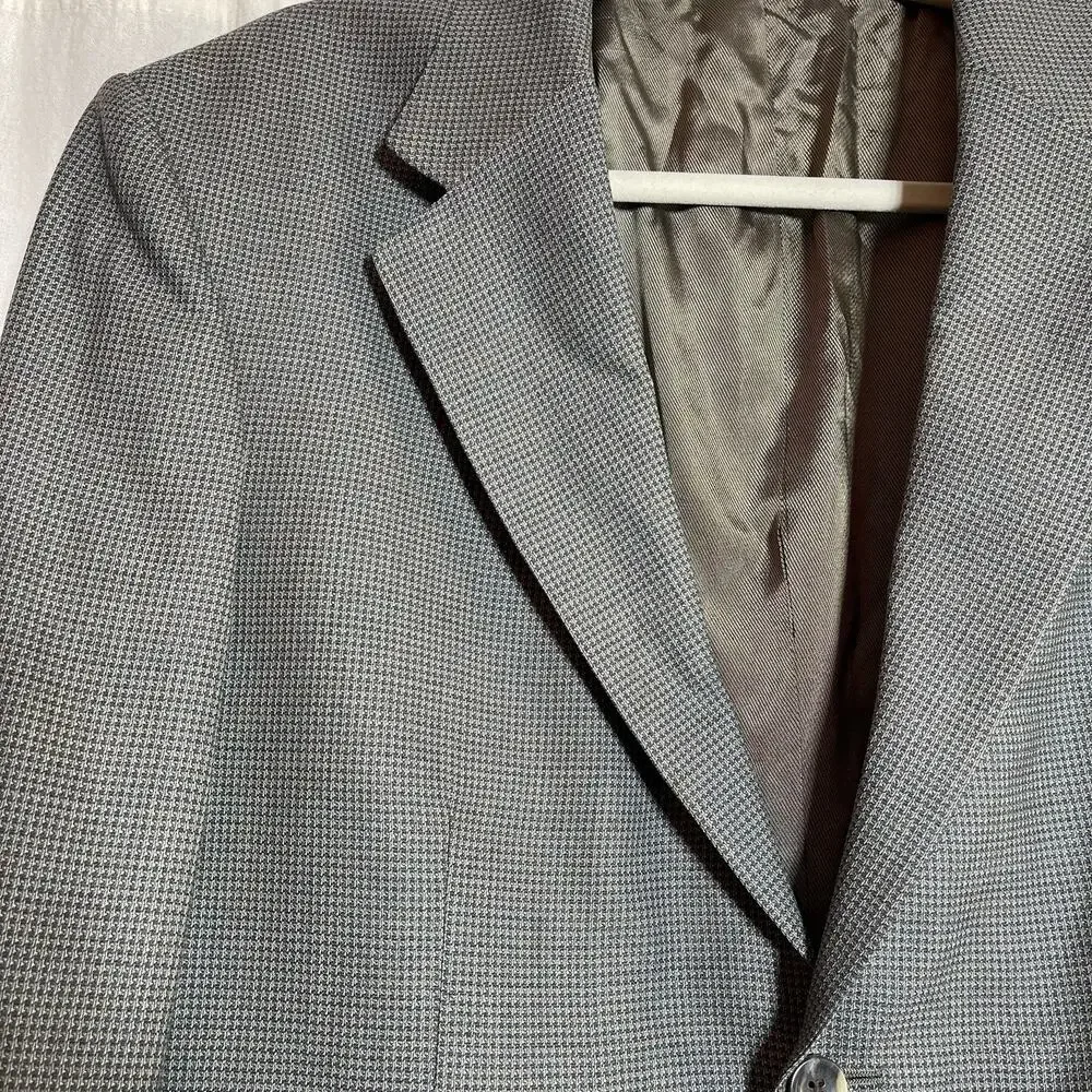 Oscar De La Renta Blazer 41R 100% Wool Micro Houndstooth Classic Suit Jacket